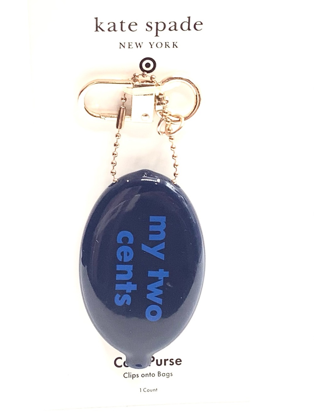 kate spade Blue Bag Charm Coin Purse “My Two Cents” - NWT